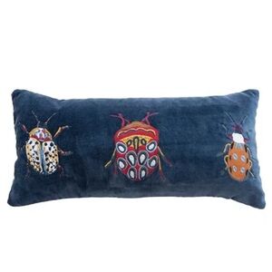Embroidered Bug Lumbar Pillow